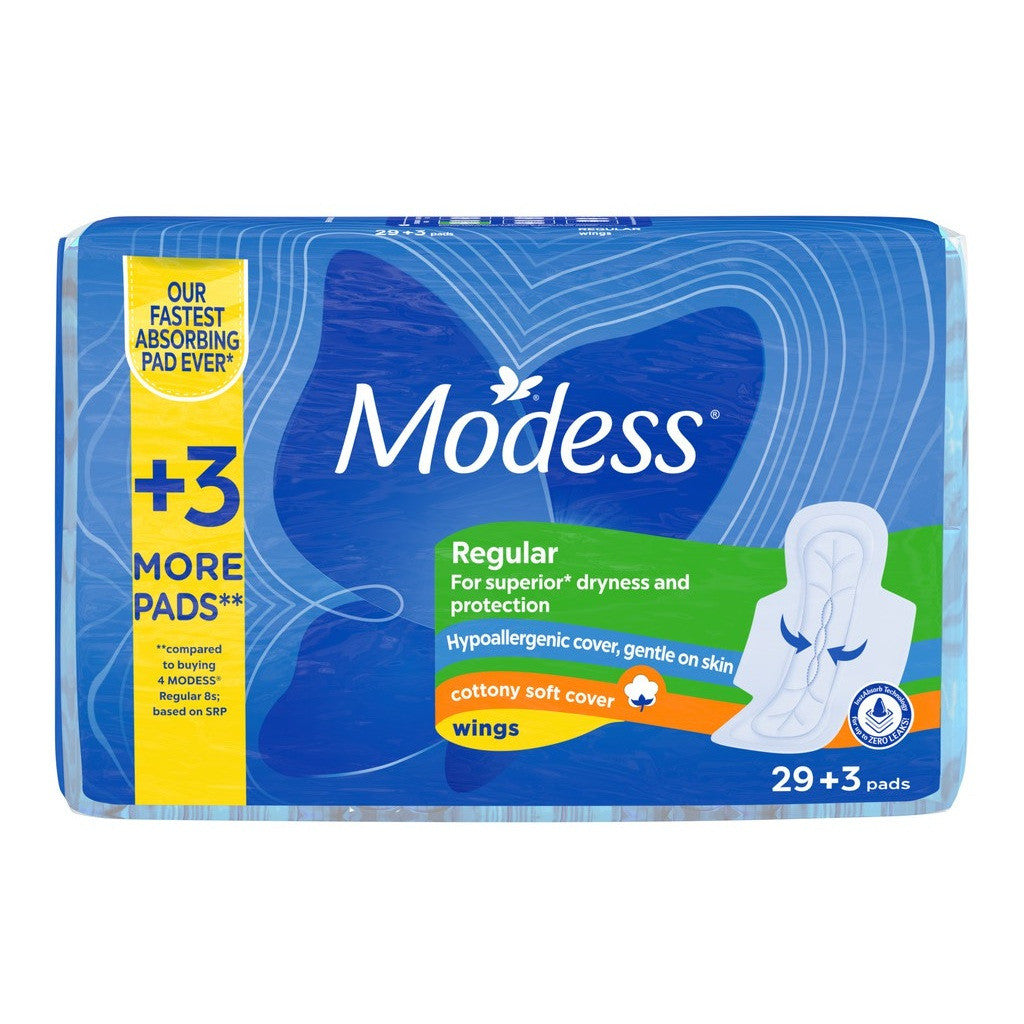 Modess Regular Cottony Soft with Wings Sanitary Napkins 32 Pads