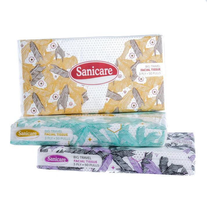 Sanicare Big Travel Pack Facial Tissue 50-Pulls 3-Ply (1 Pack)