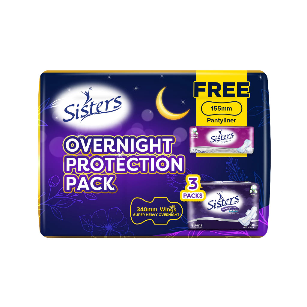 Sisters Promo Pack 3 pcs Overnight 4 Pads Free 1 Pantyliner 20's