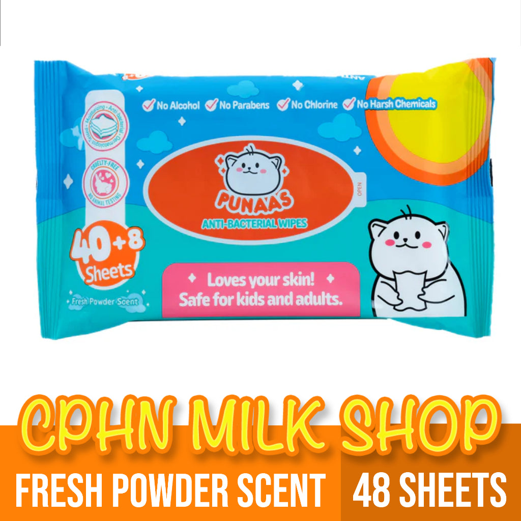 Punaas Anti-Bacterial Wipes Fresh Powder Scent 48 Sheets