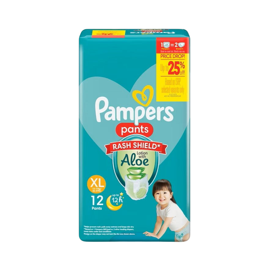 Pampers Baby Dry Pants Diapers with Rash Shield XL 12