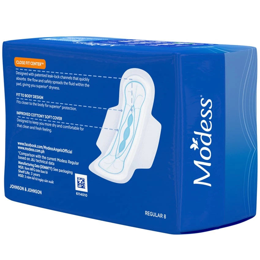 Modess Regular Cottony Soft with Wings Sanitary Napkins 8 Pads