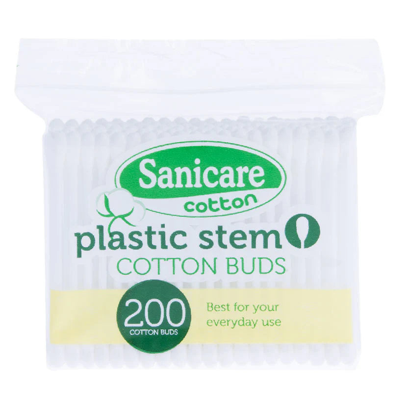 Sanicare Plastic Stem Cotton Buds 200 Tips
