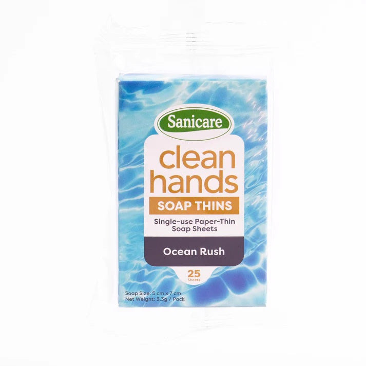 Sanicare Clean Hands Soap Thins 25 Sheets - Ocean Rush