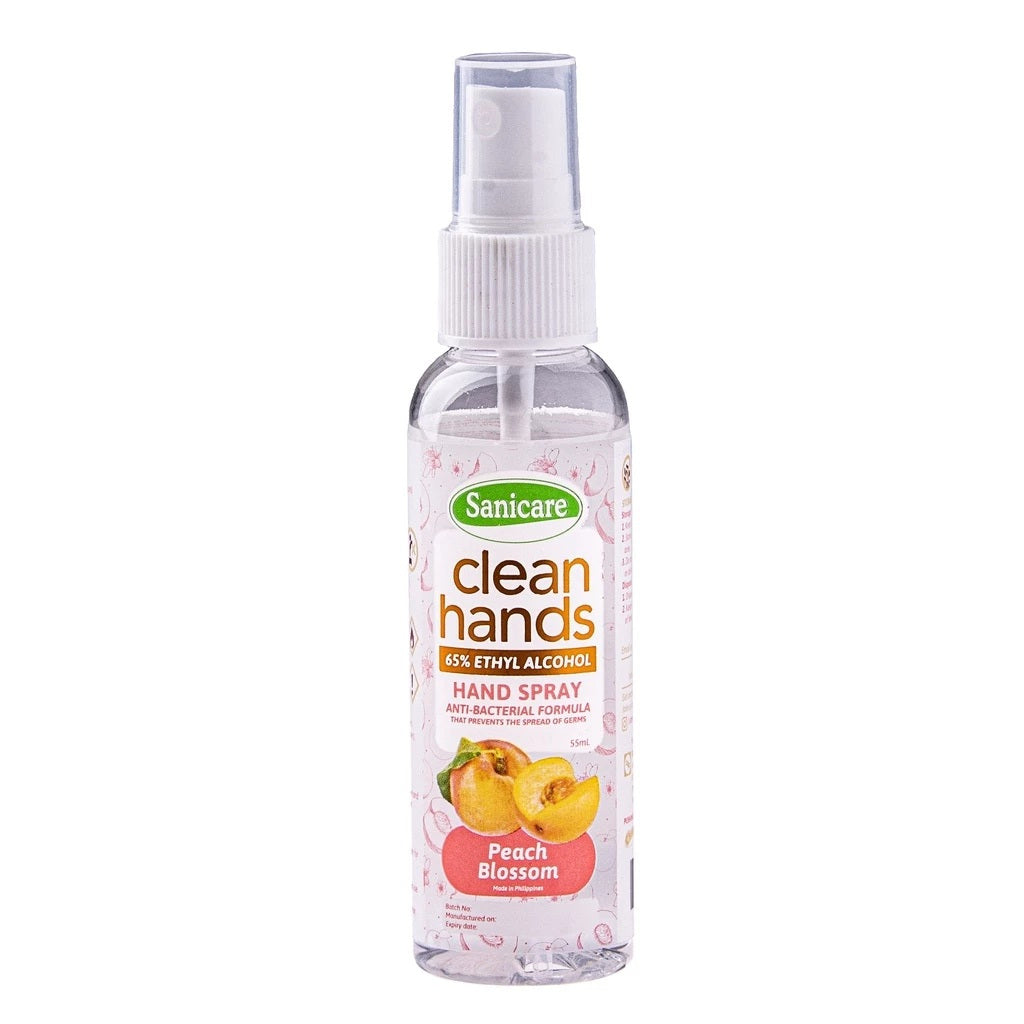 Sanicare Clean Hands Alcohol Spray 55ml - Peach Blossom Scent