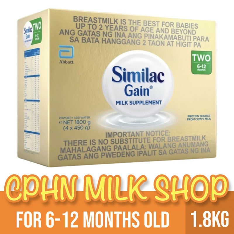 Similac Gain 2.4kg | 1.8kg | 1.2kg | 900g | 400g for 6-12 Months Old (Variation)