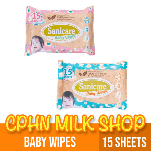 Sanicare Baby Wipes Plant Fiber 15 Sheets - Assorted Colors