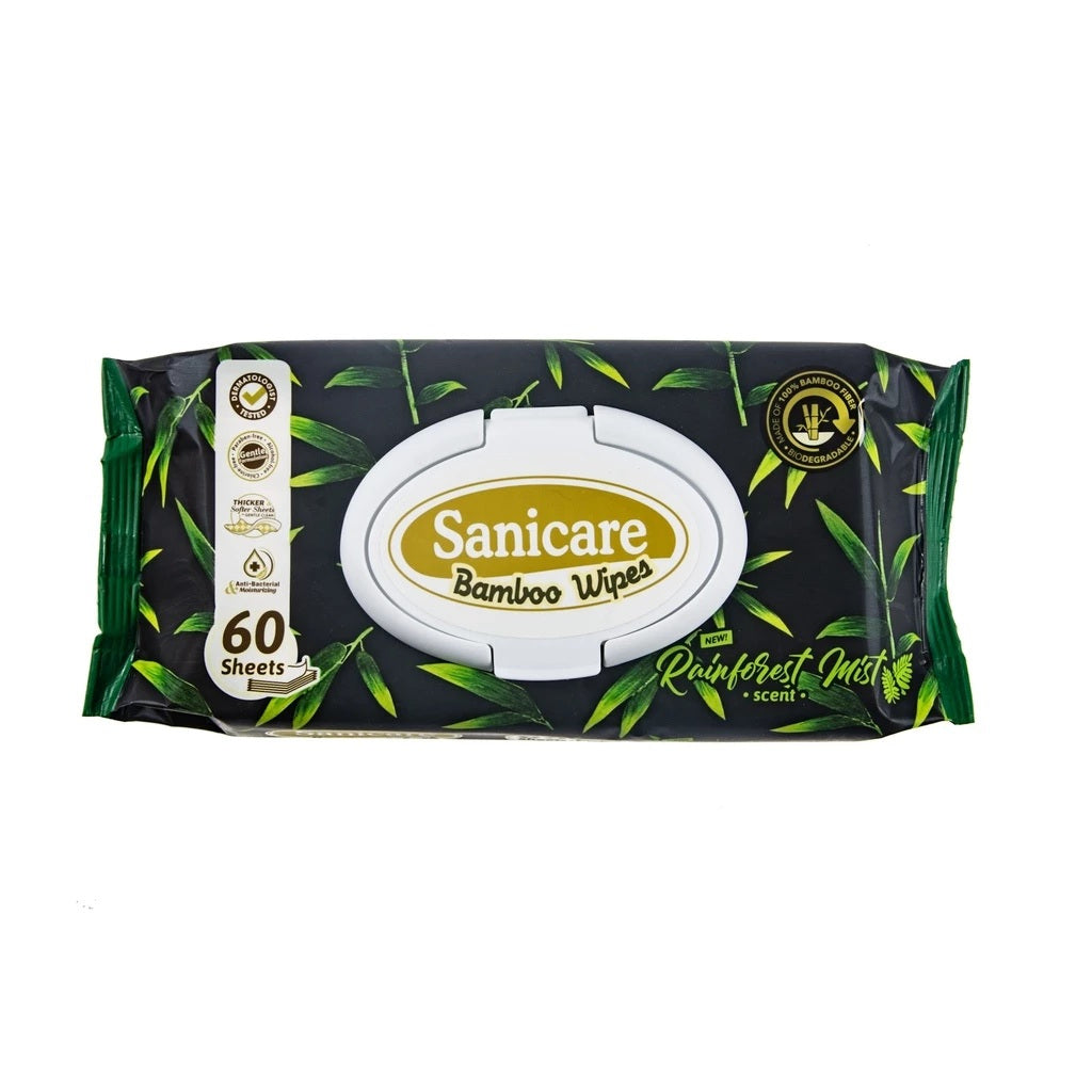 Sanicare Bamboo Wipes 60 Sheets - Rainforest Mist Scent