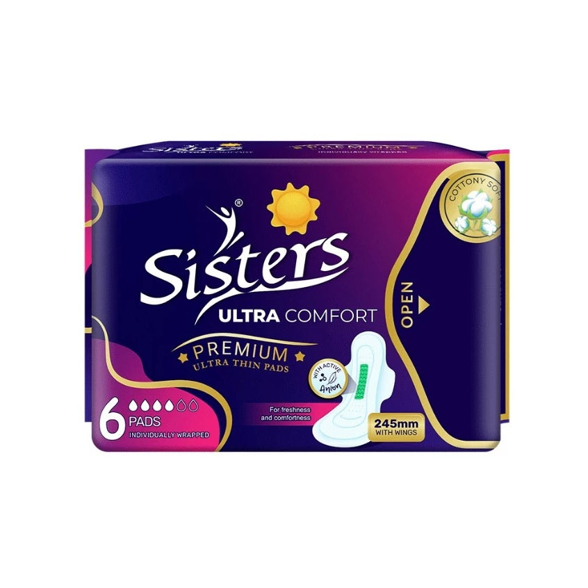 Sisters Sanitary Napkin Premium Ultra Thin Pads with wings 6 Pads