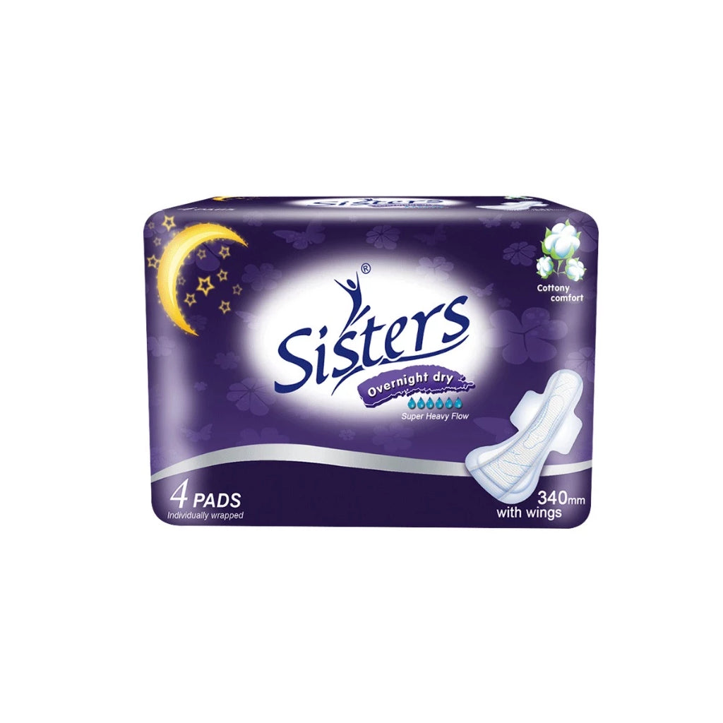 Sisters Sanitary Napkin Perforated Cottony Overnight 4 Pads
