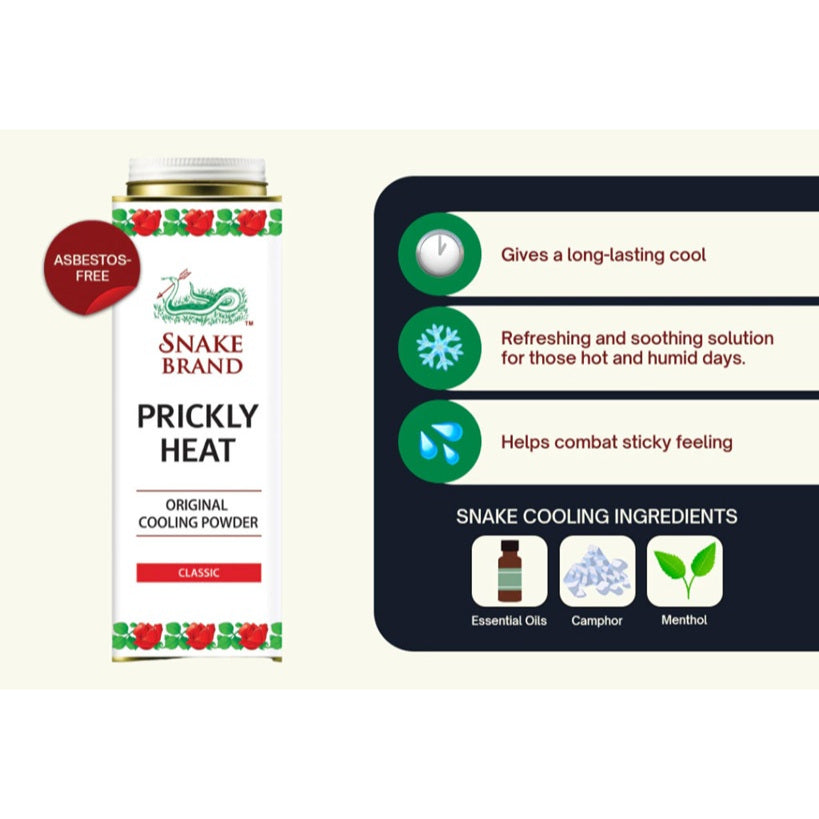 Snake Brand Prickly Heat Original Cooling Powder Classic 280GRAMS
