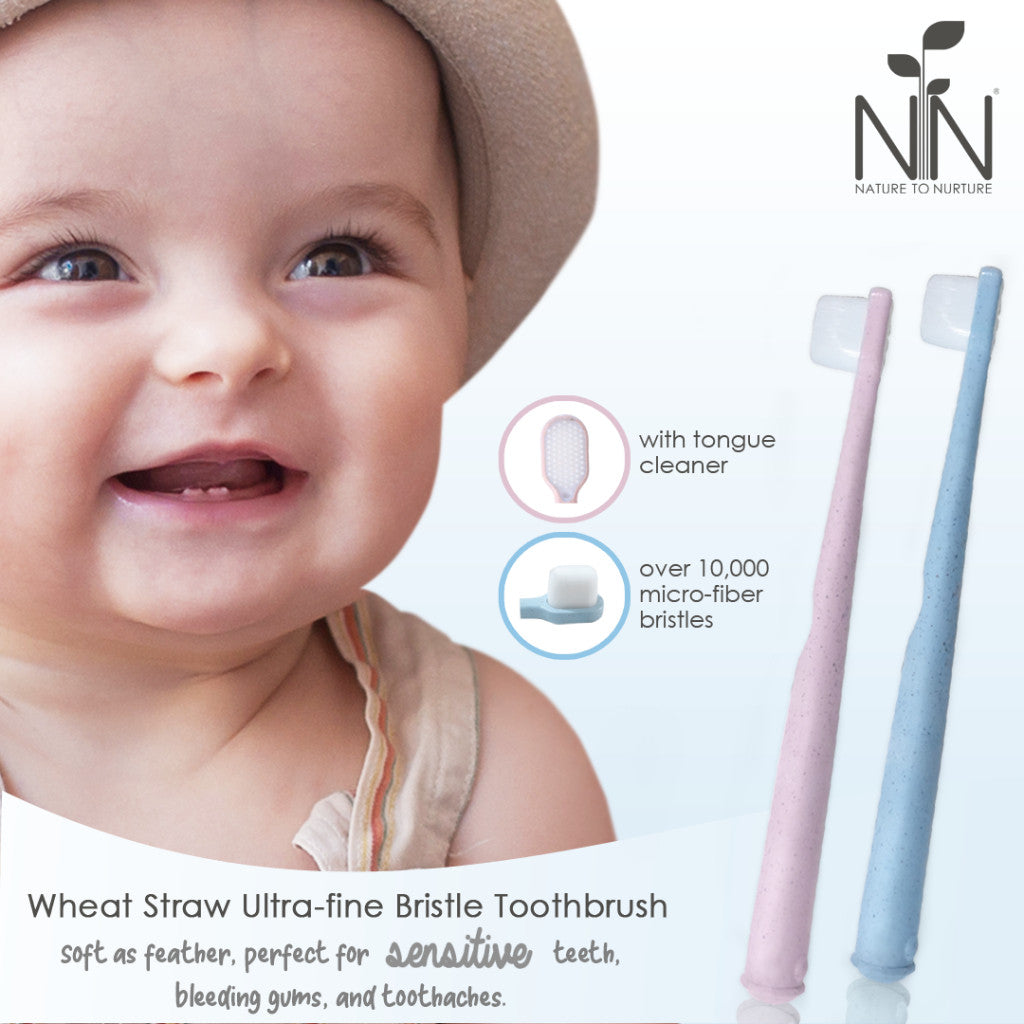 Nature To Nurture Wheat Straw Ultra Fine Bristle Toothbrush for 0-6 Years Old - Blue