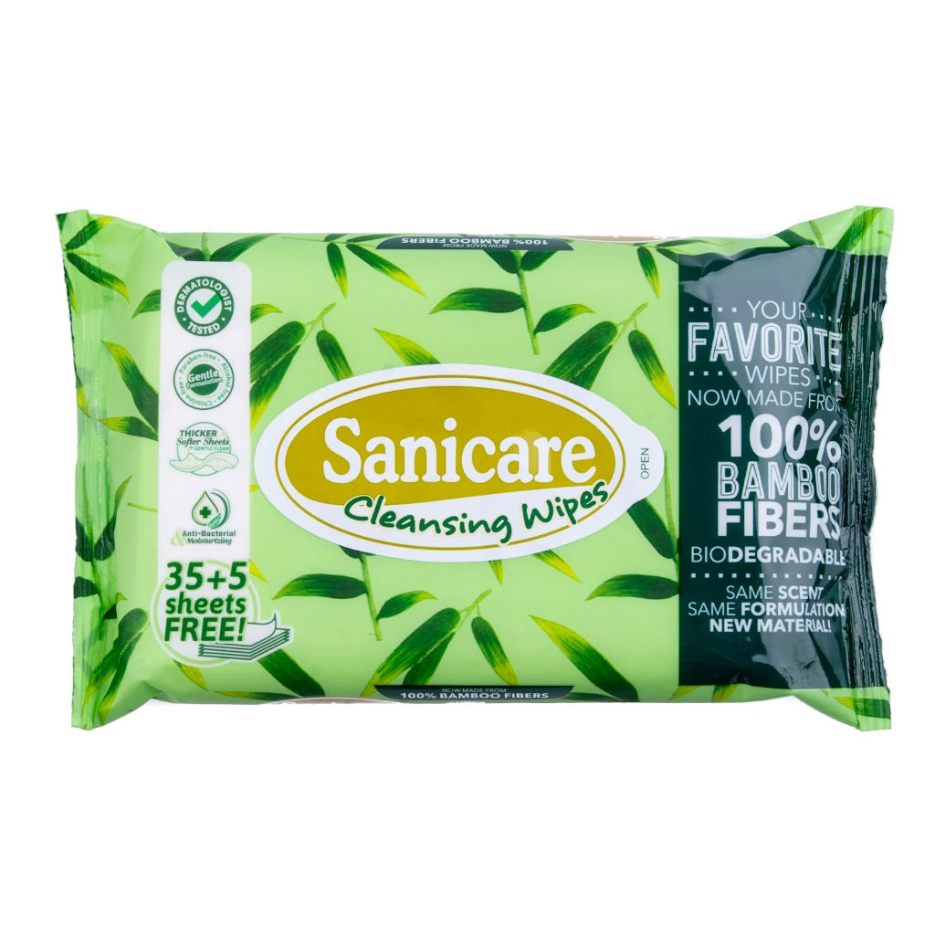 Sanicare Cleansing Wipes 40 Sheets - Bamboo Fibers