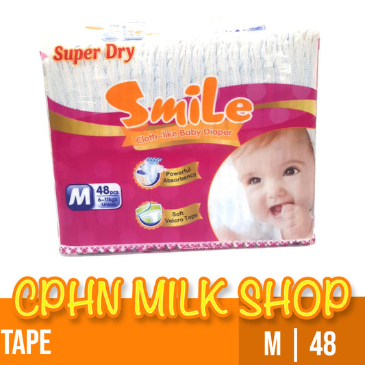 Smile Cloth-like Tape Baby Diapers Medium 48