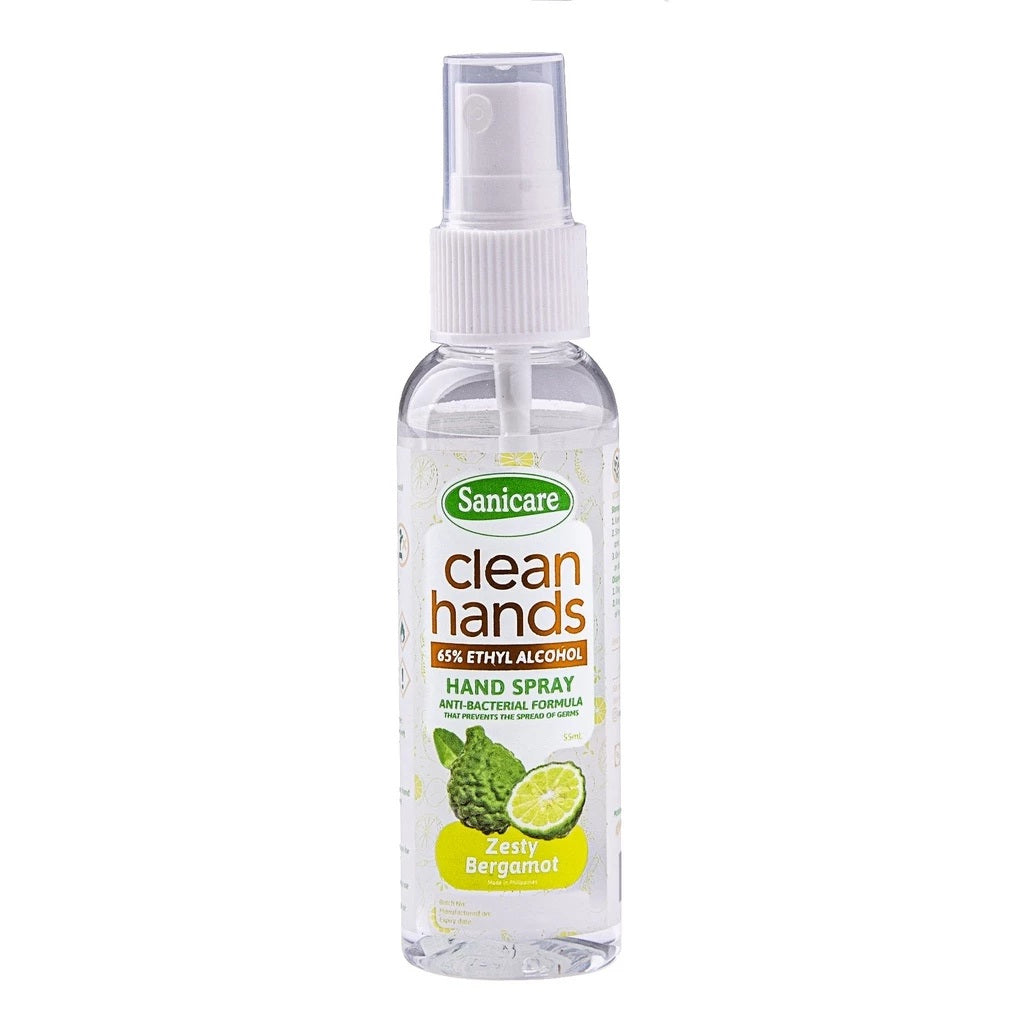 Sanicare Clean Hands Alcohol Spray 55ml - Zesty Bergamot Scent