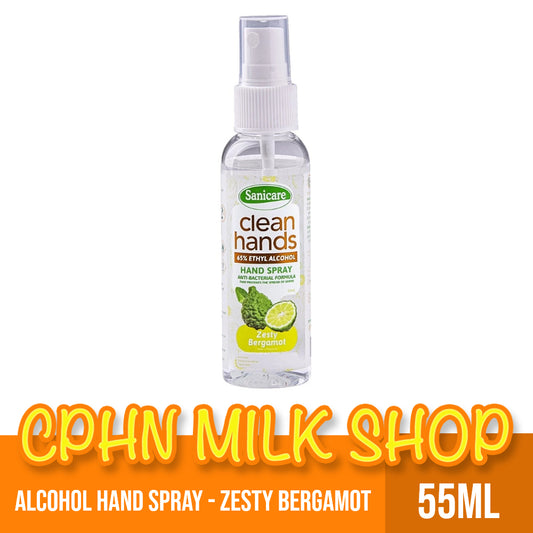 Sanicare Clean Hands Alcohol Spray 55ml - Zesty Bergamot Scent