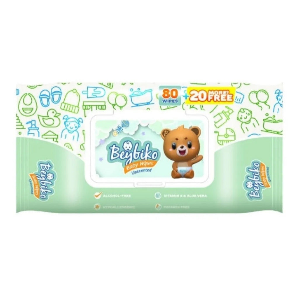 Beybiko Baby Wipes Unscented 80 sheets + 20 sheets