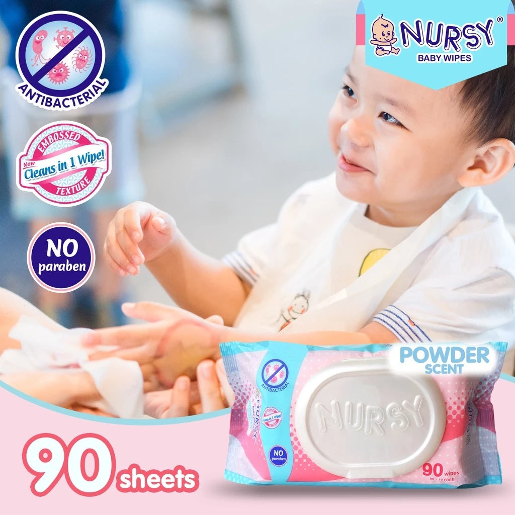 Nursy Baby Wipes Powder Scent 90 Sheets
