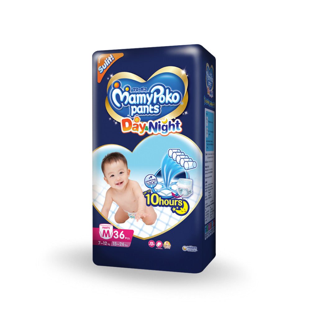 MamyPoko Day and Night Pants Baby Diapers Medium 36