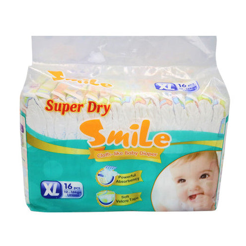 Smile Cloth-like Tape Baby Diapers XL 16