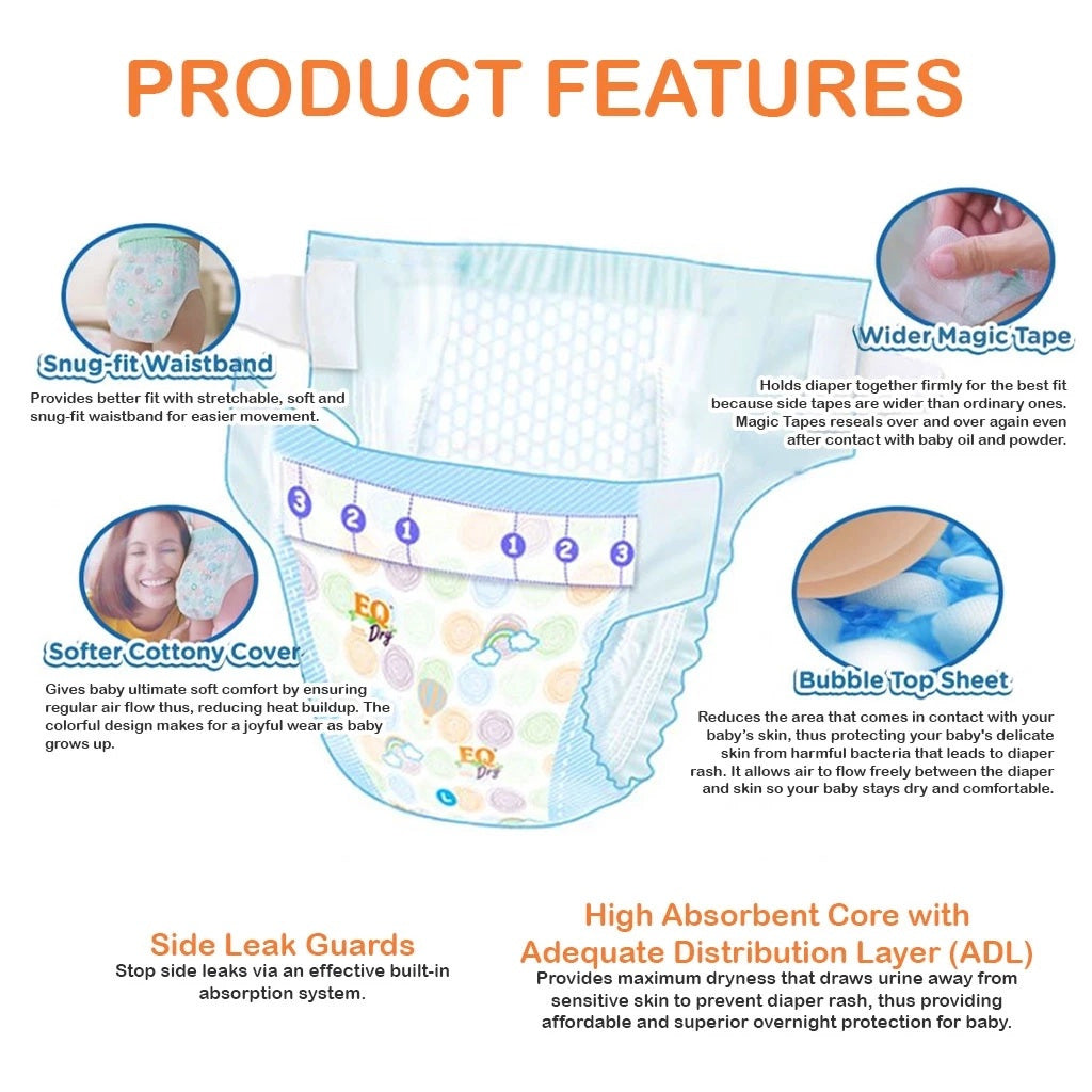 EQ Dry Tape Baby Diapers Travel Pack Newborn 22