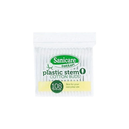 Sanicare Plastic Stem Cotton Buds 108 Tips