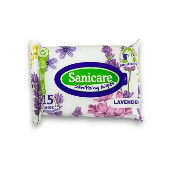 Sanicare Sanitizing Wipes 15 Sheets - Lavender Scent