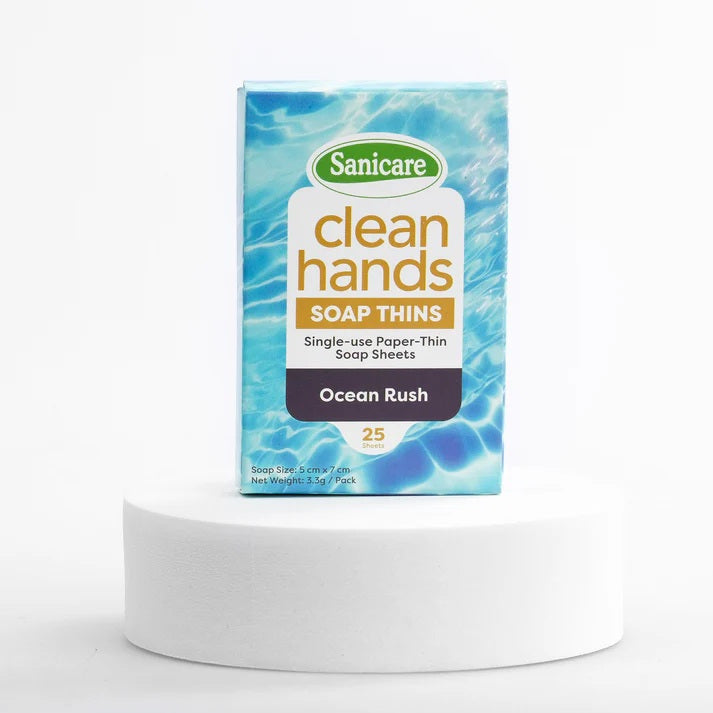 Sanicare Clean Hands Soap Thins 25 Sheets - Ocean Rush