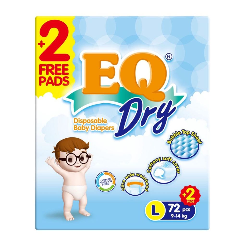 EQ Dry Tape Baby Diapers Mega Pack Large 72