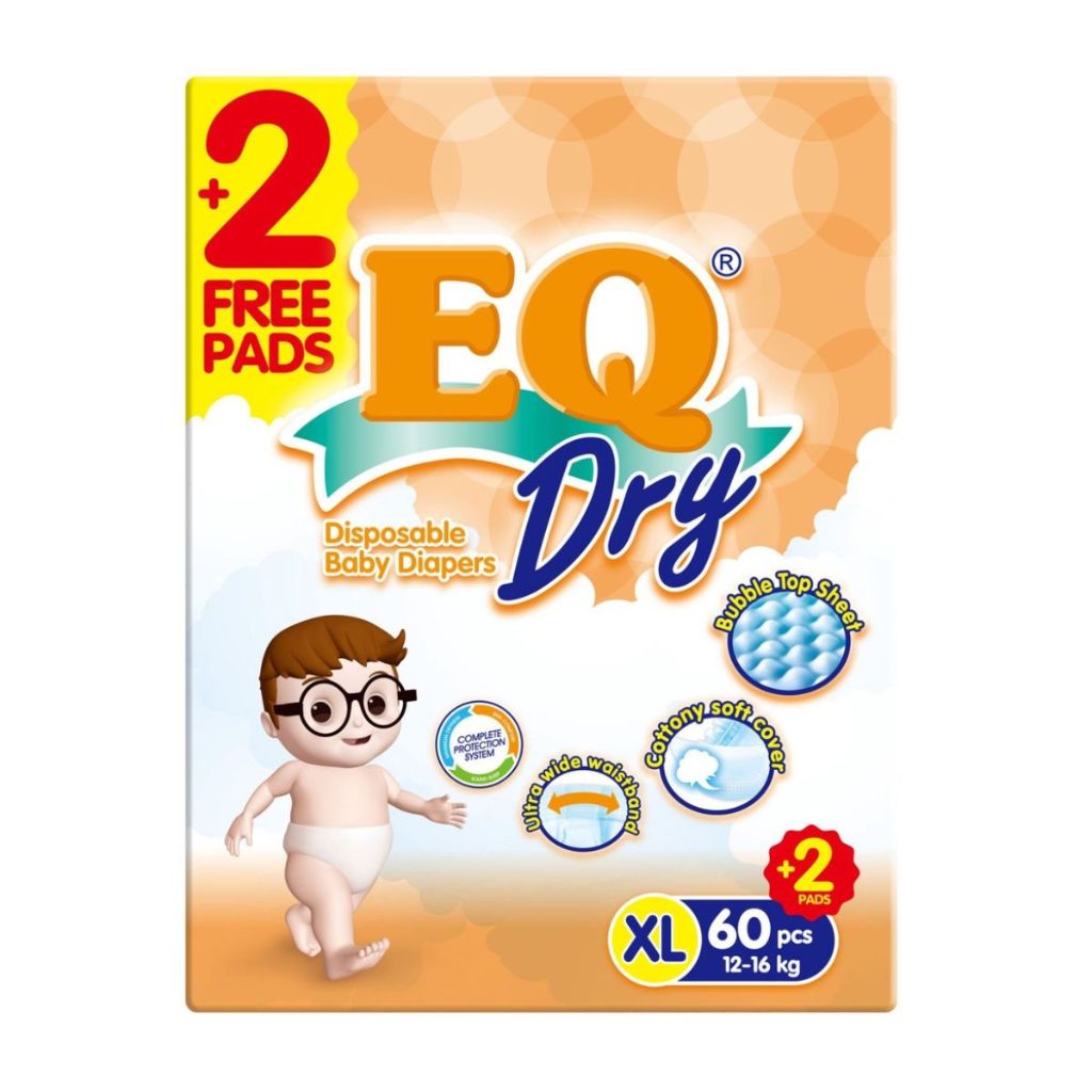 EQ Dry Tape Baby Diapers Mega Pack XL 60