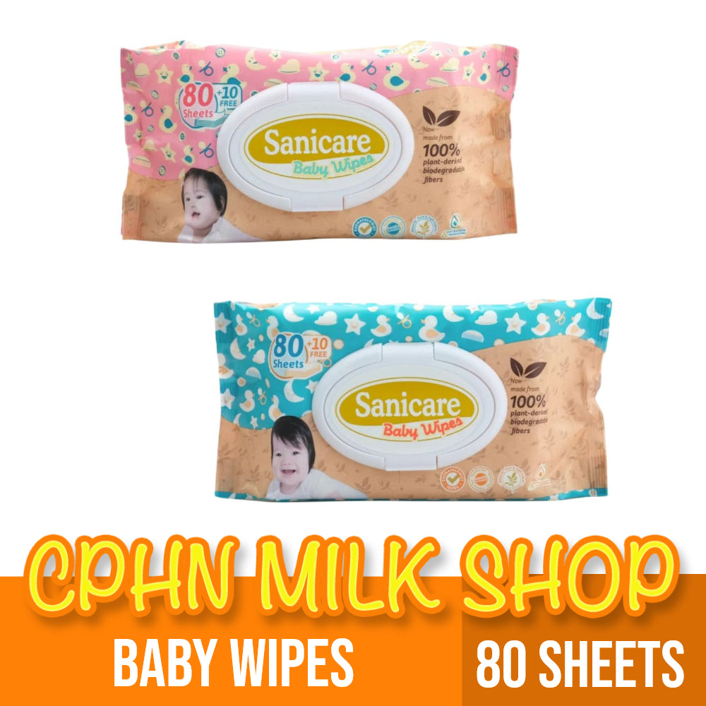 Sanicare Baby Wipes Plant Fiber 90 Sheets - Assorted Colors