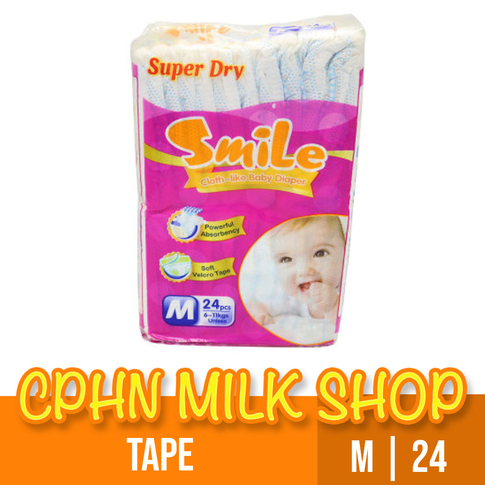 Smile Cloth-like Tape Baby Diapers Medium 24