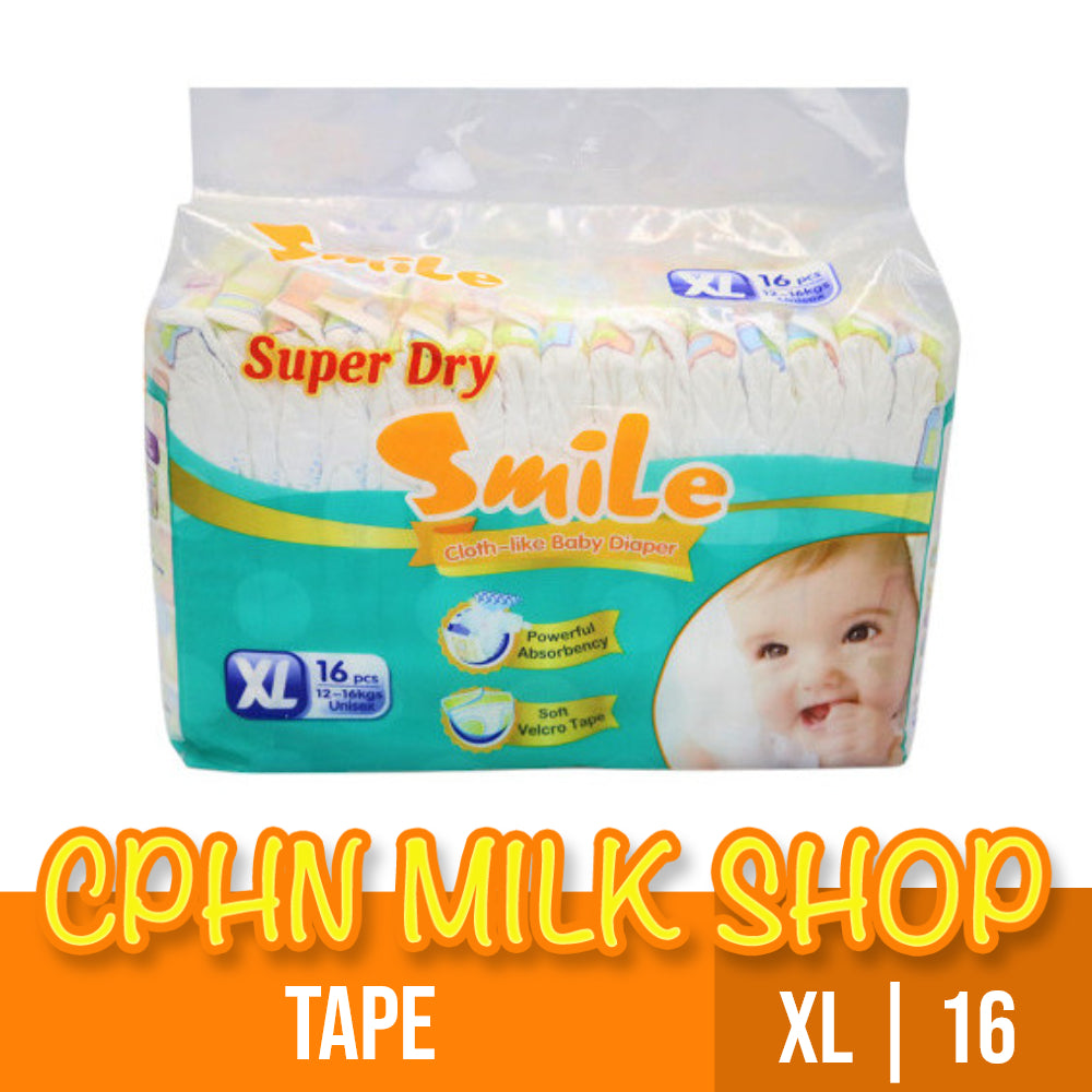 Smile Cloth-like Tape Baby Diapers XL 16