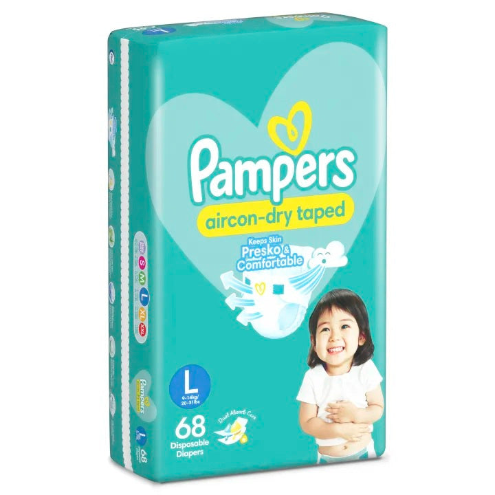 Pampers Aircon-Dry Taped Diapers Large 68