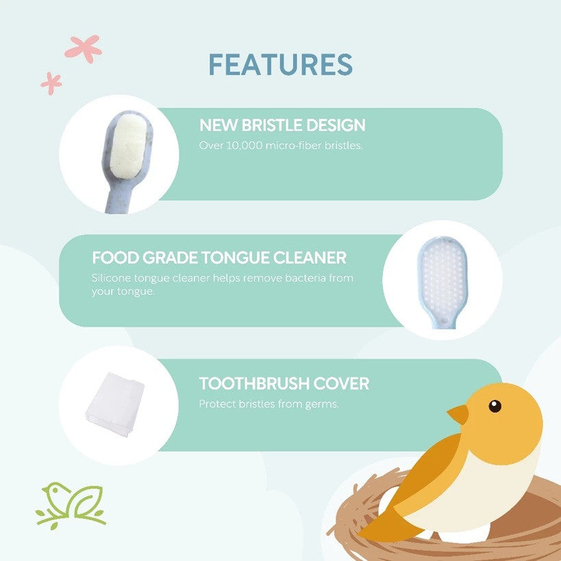 Nature To Nurture Wheat Straw Ultra Fine Bristle Toothbrush for 0-6 Years Old - Blue