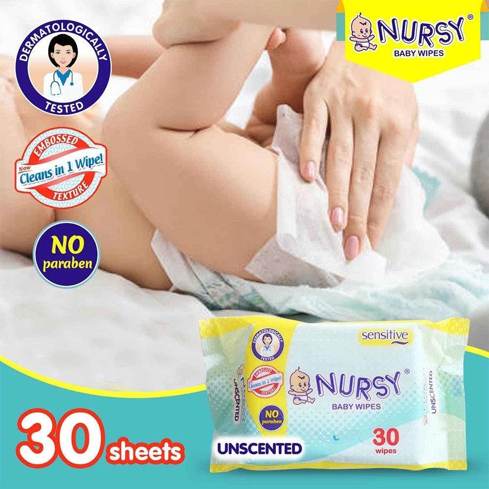 Nursy Baby Wipes Unscented 30 Sheets