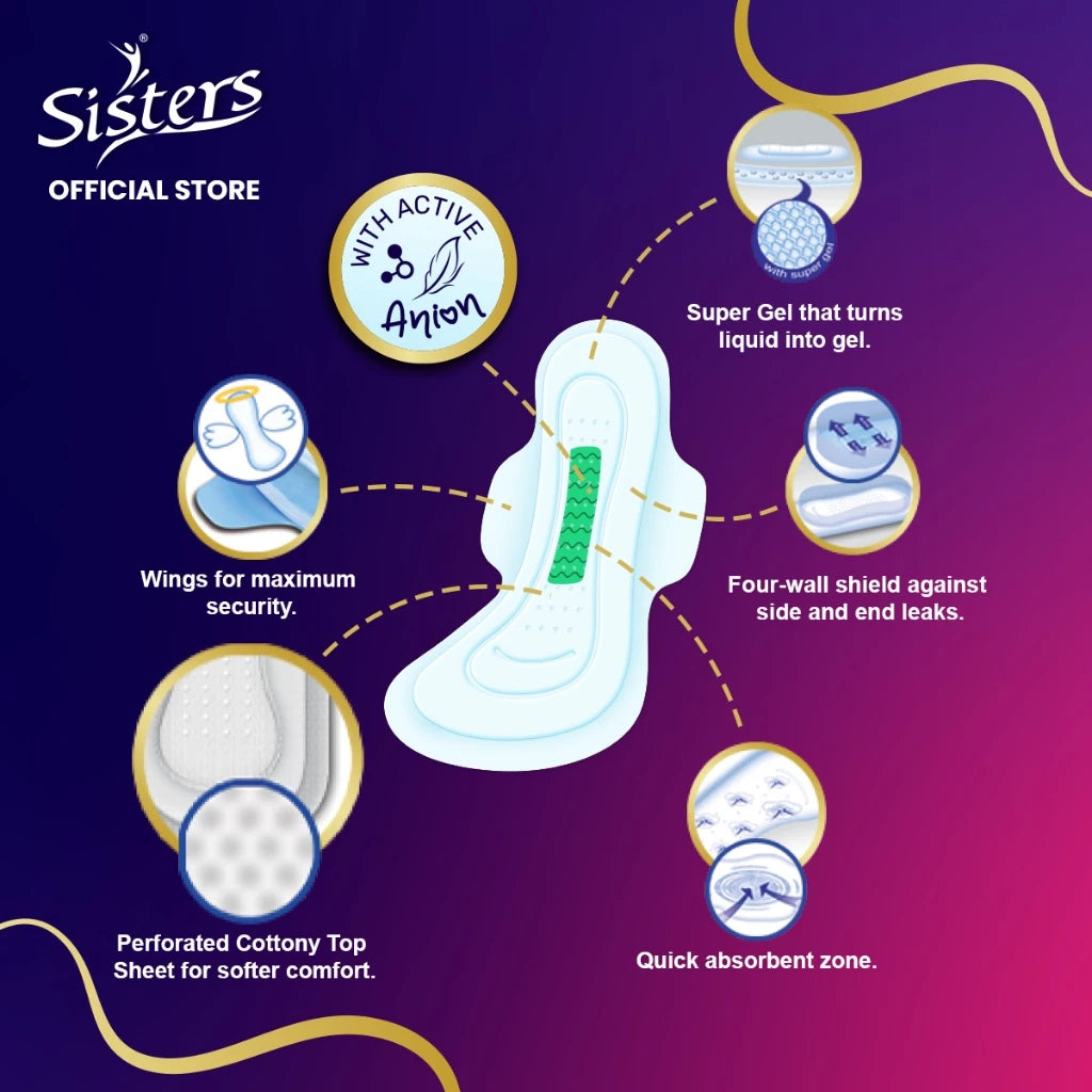 Sisters Sanitary Napkin Premium Ultra Thin Pads with wings 6 Pads
