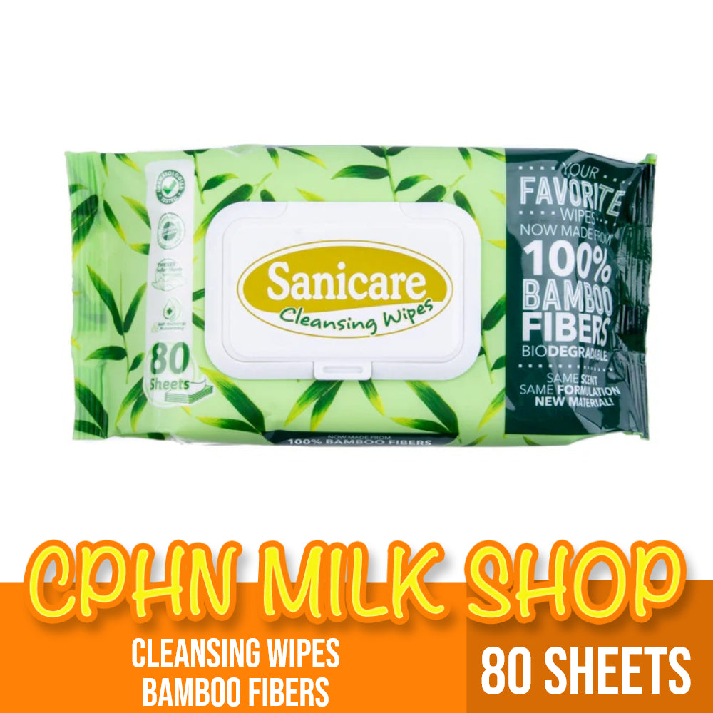 Sanicare Cleansing Wipes 80 Sheets - Bamboo Fibers