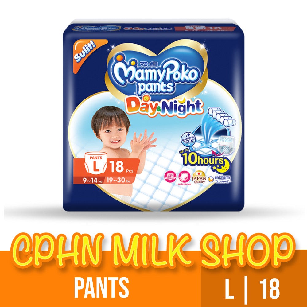 MamyPoko Day and Night Pants Baby Diapers Large 18