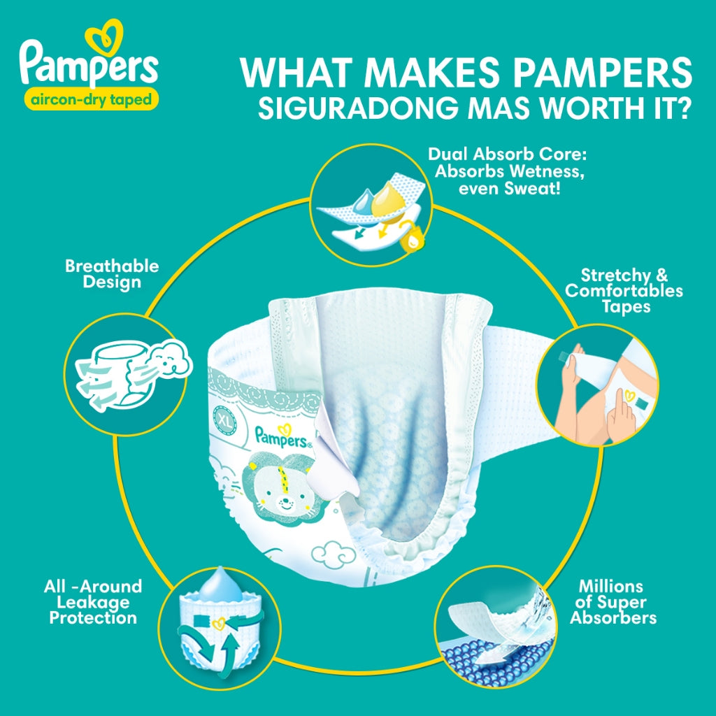 Pampers Aircon-Dry Taped Diapers Large 68