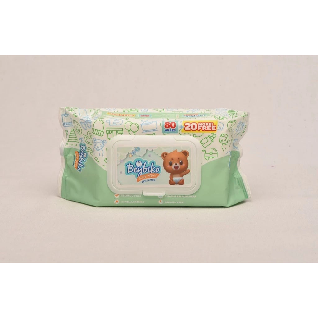 Beybiko Baby Wipes Unscented 80 sheets + 20 sheets