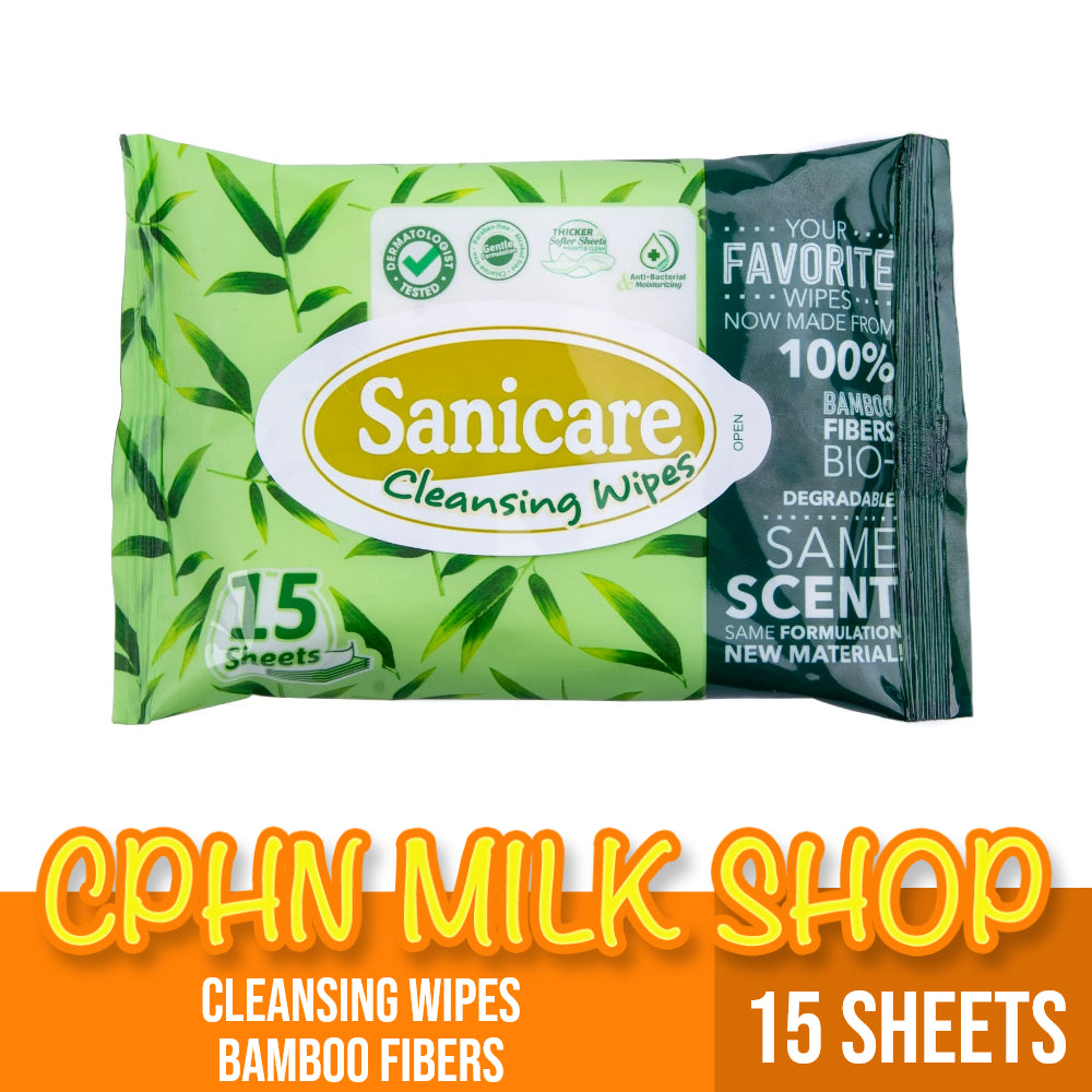 Sanicare Cleansing Wipes 15 Sheets - Bamboo Fibers