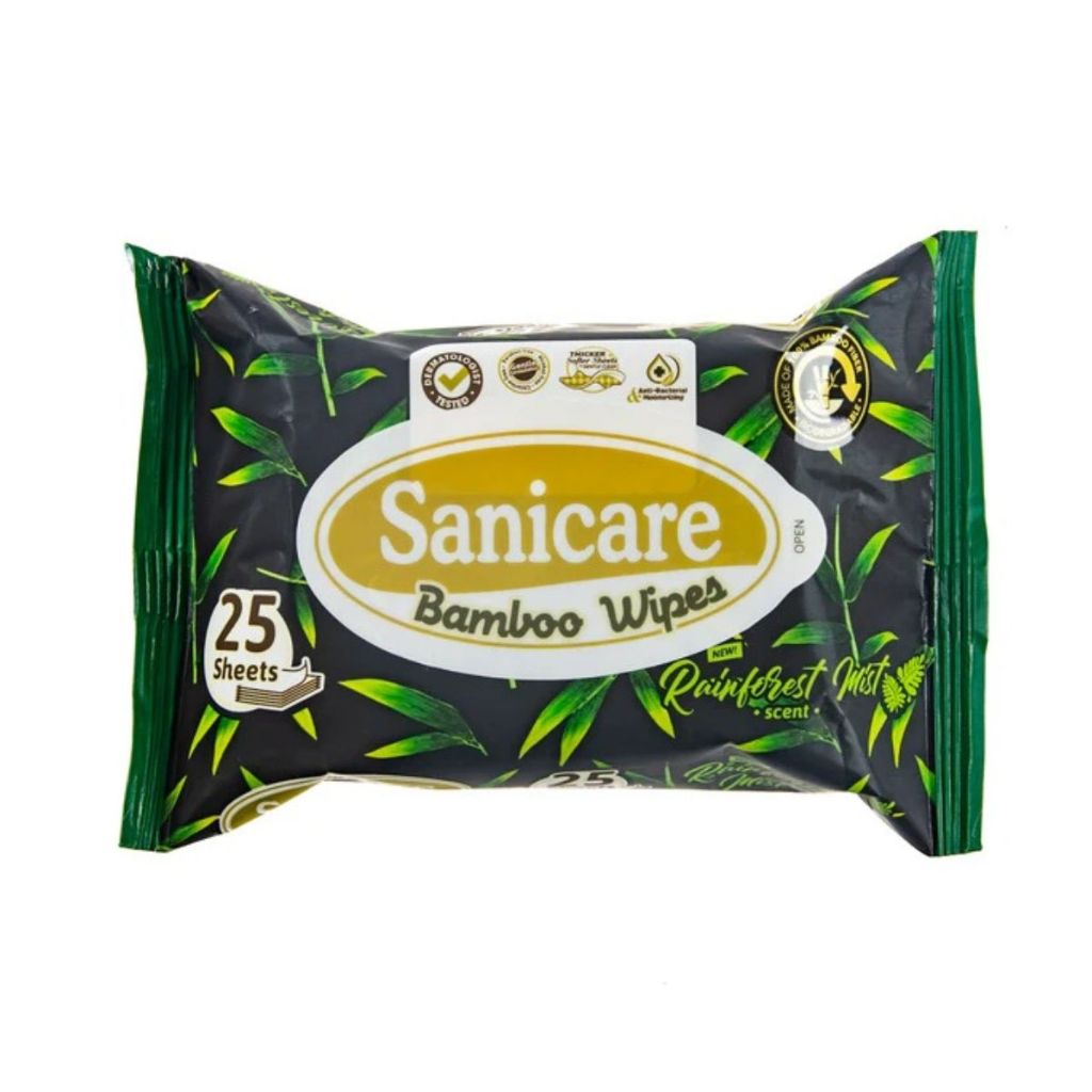 Sanicare Bamboo Wipes 25 Sheets - Rainforest Mist Scent