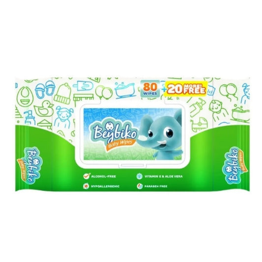 Beybiko Baby Wipes Powder Fresh Scent 80 sheets + 20 sheets