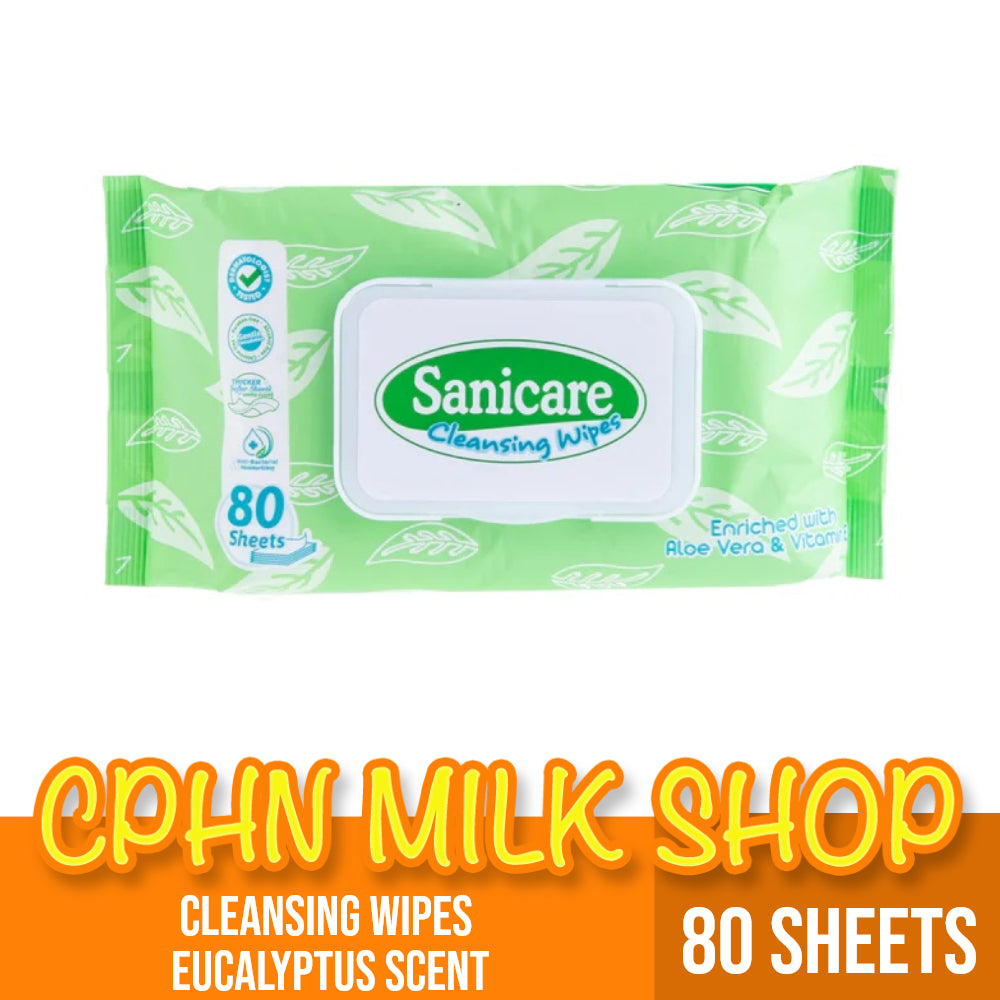 Sanicare Cleansing Wipes 80 Sheets - Eucalyptus Scent