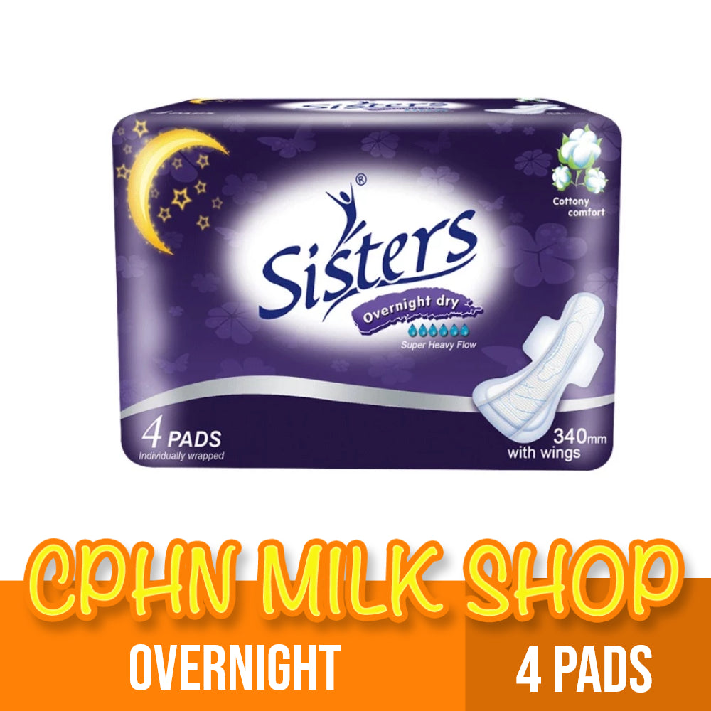 Sisters Sanitary Napkin Perforated Cottony Overnight 4 Pads