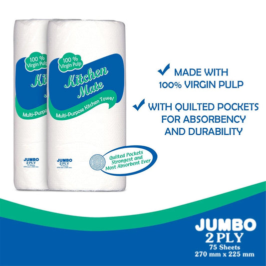 Kitchen Mate Multi Purpose Kitchen Towel Jumbo 70 sheets/ roll (1s) x 2