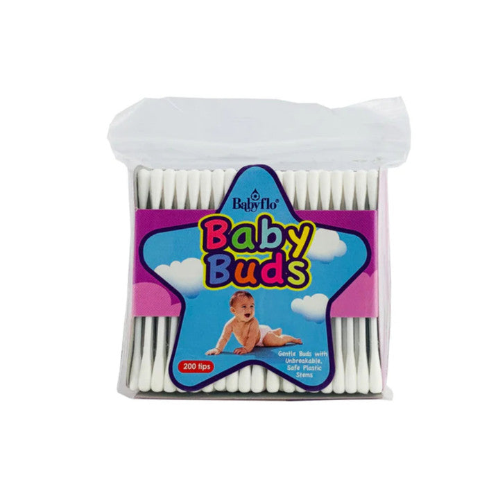 Babyflo Baby Buds White Plastic Stem 200 Tips