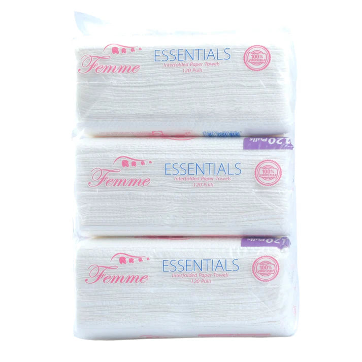 Femme Essentials Interfolded Paper Towel 120P Pack Of 3