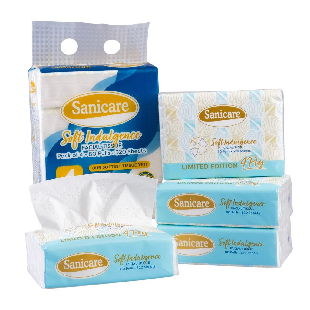 Sanicare Soft Indulgence Facial Tissue Travel Pack 80-Pulls 320-Sheets (Pack of 4)